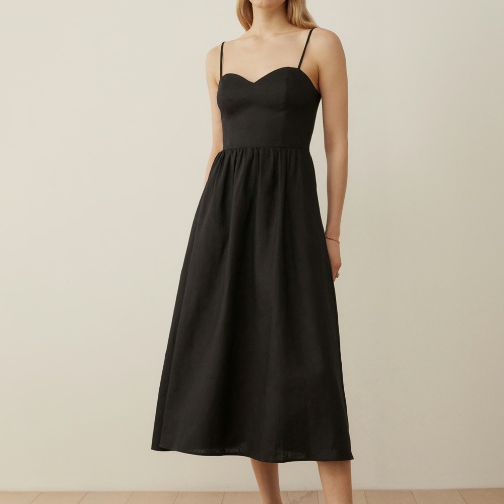 Reformation Zander Linen Midi Dress Sz  10 - Picture 13 of 14